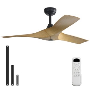 52 Inch Ceiling Fan No Light 3 Blades Low Profile Downrod Mount Ceiling Fans with Remote for Indoor/Outdoor  Patio Garage Living Room Bedroom - 1 of 4