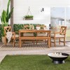 6pc Acacia Wood X Design Outdoor Patio Dining Set: Umbrella Slot, Weather-Resistant - Saracina Home - 4 of 4