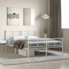 vidaXL Robust Metal Bed Frame with Functional Headboard and Footboard, Extra Storage Space Underneath – White - 2 of 4