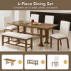 Farmhouse 76" 6-Piece Extendable Dining Table Set with Removable Leaf, Upholstered Chairs & Bench for Dining Room and Kitchen - 2 of 4