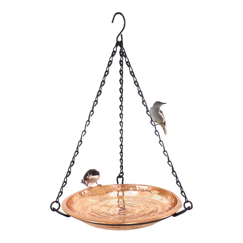 Sunnydaze Outdoor Hand-Hammered Hanging Bird Bath or Bird Feeder with Detachable Bowl and Hanging Chain - Copper - 17.5", 5 of 7