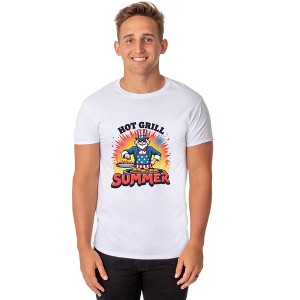 Men's Hot Grill Summer Burger Patriotic Funny T-Shirt For Adults - 1 of 3
