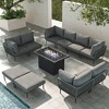 LayinSun 11 Pieces Rope Woven Patio Furniture Set, Modern Modular Sectional Sofa with Fire Pit Table and Upgrade Thickness Cushion - 2 of 4