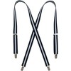 CTM Women's Elastic X-Back Navy and White Pinstripe Suspenders - 4 of 4