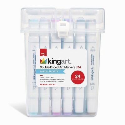 KINGART PRO Double-Ended Markers 24 Pastel Colors