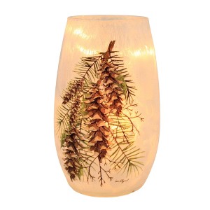 Stony Creek 5.25 In Country Pine Pre-Lit Small Vase Christmas Decorative Jar , Christmas Decor Winter Electric Plug-In (1PC) - 1 of 4