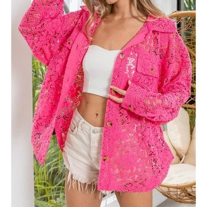 Women's Oversized Lace Shacket - BiBi - 1 of 2