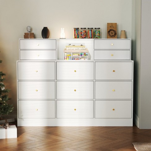 FUFU&GAGA White Multifunctional Horizontal Dresser Adjustable Colour Lighting and Abundant Storage - image 1 of 4