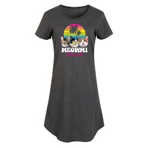 Women's - Instant Message - Meowmi Beach Graphic T-shirt Dress - 1 of 4