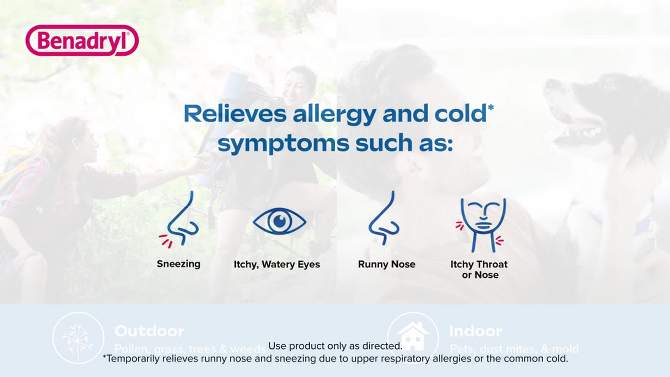 Benadryl Ultratabs Diphenhydramine Antihistamine Cold &#38; Allergy Relief Tablets - 100ct, 2 of 12, play video