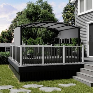 GustoWave 13' x 9' Outdoor Arched Pergola Gazebo with Sun Shade for Backyards - 1 of 4