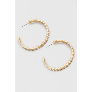 Slickblue Women's Fashion Earrings, Coated Leaf Chevron Hoops, Casual Everyday Style, Gold Tone, White, 2" - 1 of 3