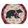Earth Rugs Bear Printed Coaster – Red Stripe Scarf Design, Braided Jute, Rustic Cabin Style, 5"x5" - 3 of 4