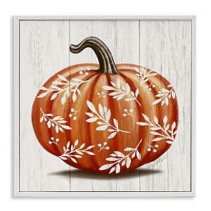 Stupell Industries Orange Fall Botanical Pumpkin Framed Giclee Art - 1 of 4
