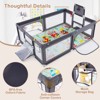 Safstar Large Baby Playpen w/Mat, Basketball Hoop, Soccer Nets, Pull Rings & Ocean Balls, Baby Activity Center with Zippered Doors - 2 of 4