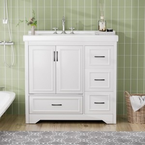 TIRAMISUBEST 36'' Bathroom Vanities with Single Sink, Modern Under mount Bathroom Sink Cabinet with 2 Closing Doors & 4 Drawers - 1 of 4
