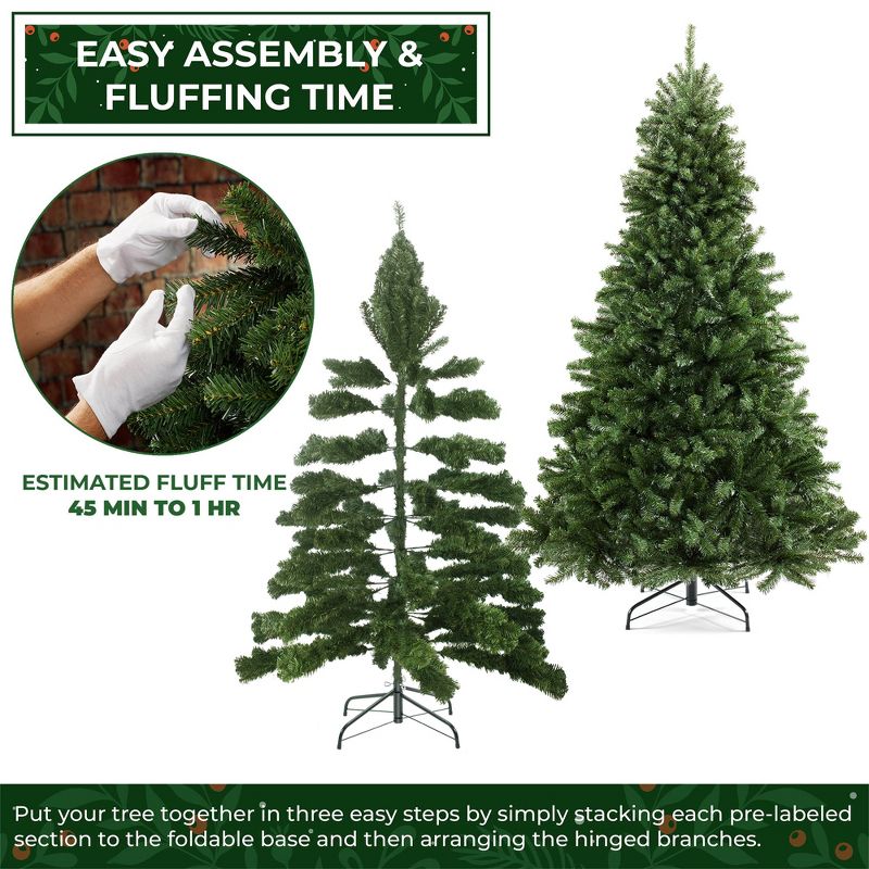 Casafield Artificial Green Spruce Christmas Tree with Metal Stand, 4 of 8