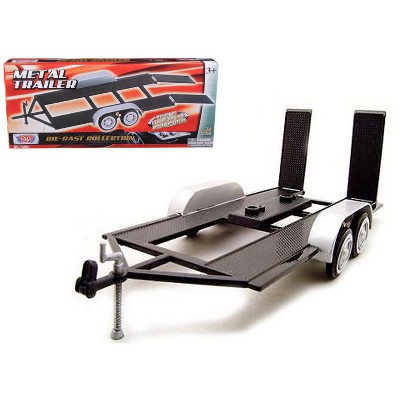 Diecast Tandem Car Trailer Black for 1/24 Scale Models by Motormax