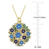 EVERLY JEWELRY | Yellow Plated Sterling Silver Turquoise Blue Green Enameled Flower Charm Necklace, 20-inch - 4 of 4
