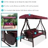 Sunnydaze 3-Person Outdoor Patio Swing with Adjustable Canopy Shade, Foldable Side Tables, Cushions and Pillow, Merlot - 2 of 4