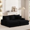 43.3"Corduroy Single Sofa With Back Pillow,Chaise Sofa,2 Toss Pillows And A Ottoman,Comfy Sofa Deep Seat Couch For Living Room-Cuddlewood - 2 of 4