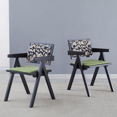 GDFStudio Chardean Fabric Upholstered Rubberwood Dining Chairs (Set of 2)