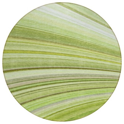 Artichoke Green And Olive Green Abstract Washable Indoor Outdoor Area Rug