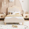 COZONY Twin Size Upholstered Bed Frame with Adjustable Headboard & Footboard, Velvet Princess Platform Bed for Kids, Sturdy Wood Slats, Easy Assembly - 3 of 4