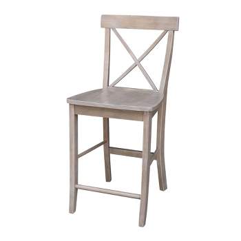 X Back Stool Washed Gray/Taupe - International Concepts