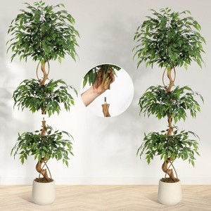 cicial Plants Indoor in Sturdy White Pot,Indoor Faux Tree for Home Office Decor - 1 of 4