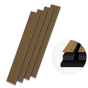 SMARTSTANDARD 94.09 in. x 12.6 in. x 0.9 in. Slat Wood Acoustic Sound Absorbing 3D Decorative Wall Paneling, 4-Pack - 1 of 1