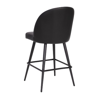 Modern Armless Black Leathersoft Counter Stools with Steel Frame