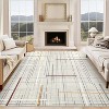 Acekool Washable Area Rug 【size】, Modern Abstract Non Slip Low Pile Thin Living Room Bedroom Carpet, Lightweight Soft Floor Mat, Rice - 3 of 4