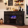 Tangkula Wine Bar Cabinet w/LED Lights & Doors Coffee Station w/ Adjustable Shelves Racks - 4 of 4