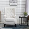 HOMCOM Button-Tufted Accent Chair with High Wingback, Rounded Cushioned Armrests and Thick Padded Seat, Set of 2, Cream White - 2 of 4