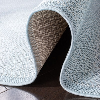 Elowen Light Blue Geometric 2' x 8' Easy-Care Outdoor Rug