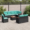 vidaXL 9 Piece Patio Sofa Set with Cushions Black Poly Rattan - 2 of 4