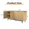 Dyonery 58 inch side panel buffet cabinet with storage space, slotted cabinet with adjustable shelves and 4 doors, Black/Natural wood color - 2 of 4