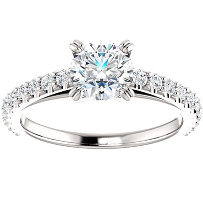 Pompeii3 1 Ct Lab Created Diamond Engagement Ring 14k White Gold