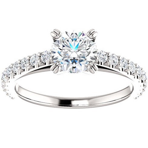 Pompeii3 1 Ct Lab Created Diamond Engagement Ring 14k White Gold (H-I,SI2-I1) - image 1 of 4