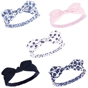 Hudson Baby Infant Girl Headbands 5pk, Blue Floral, 0-24 Months - 1 of 4