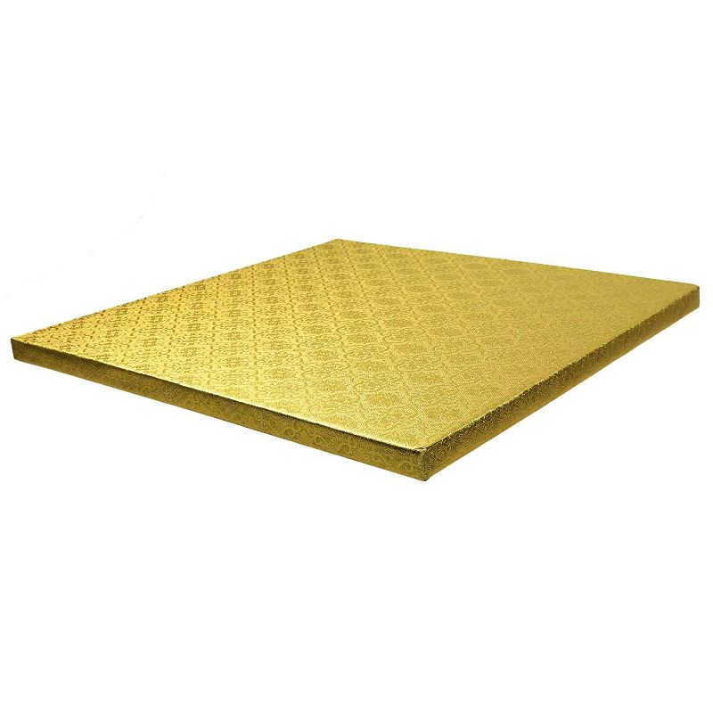 O'Creme Gold Square Cake Pastry Drum Board 1/2 Inch Thick, 16 Inch x 16 Inch - Pack of 5, 1 of 5
