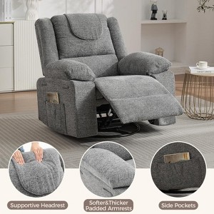 360° Swivel Rock Recliner Chairs Single Sofa with Vibration Massage and Heating for Living Room/Bedroom,Blue/Green/Gray - 1 of 4