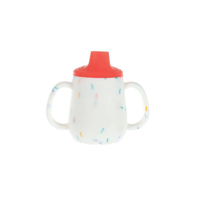 Nuby 2oz 2 Handle Silicone Cup with Spout Lid - Confetti Neutral, 1 of 6