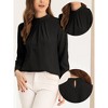 Allegra K Women's Business Casual Stand Collar Chiffon Long Sleeve Blouse - 2 of 4