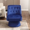 Beautyolove Blue Velvet Upholstered Button Tufted Swivel Barrel Chair Accent Chair with Solid Wood Frame - 2 of 4