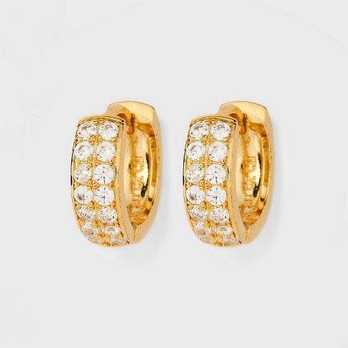 14k Gold Plated Cubic Zirconia Stud Earrings - A New Day™ Gold : Target