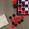 Attatoy Black & Red Stackable Wooden Checkers, 24pc Set; Travel Size w/ Drawstring Cloth Storage Bag - 2 of 4