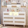 Jojoka Modern Rattan 6-Drawer Dresser with RGB LED Lights and Built-In Charging Station – Floor Mount - 3 of 4