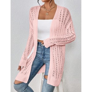 Women's Lightweight Lace Knit Long Cardigan - Sheer Open Front